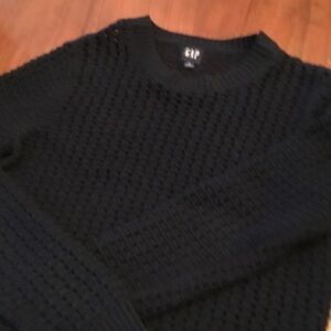 Womans open weave Navy crew neck sweater